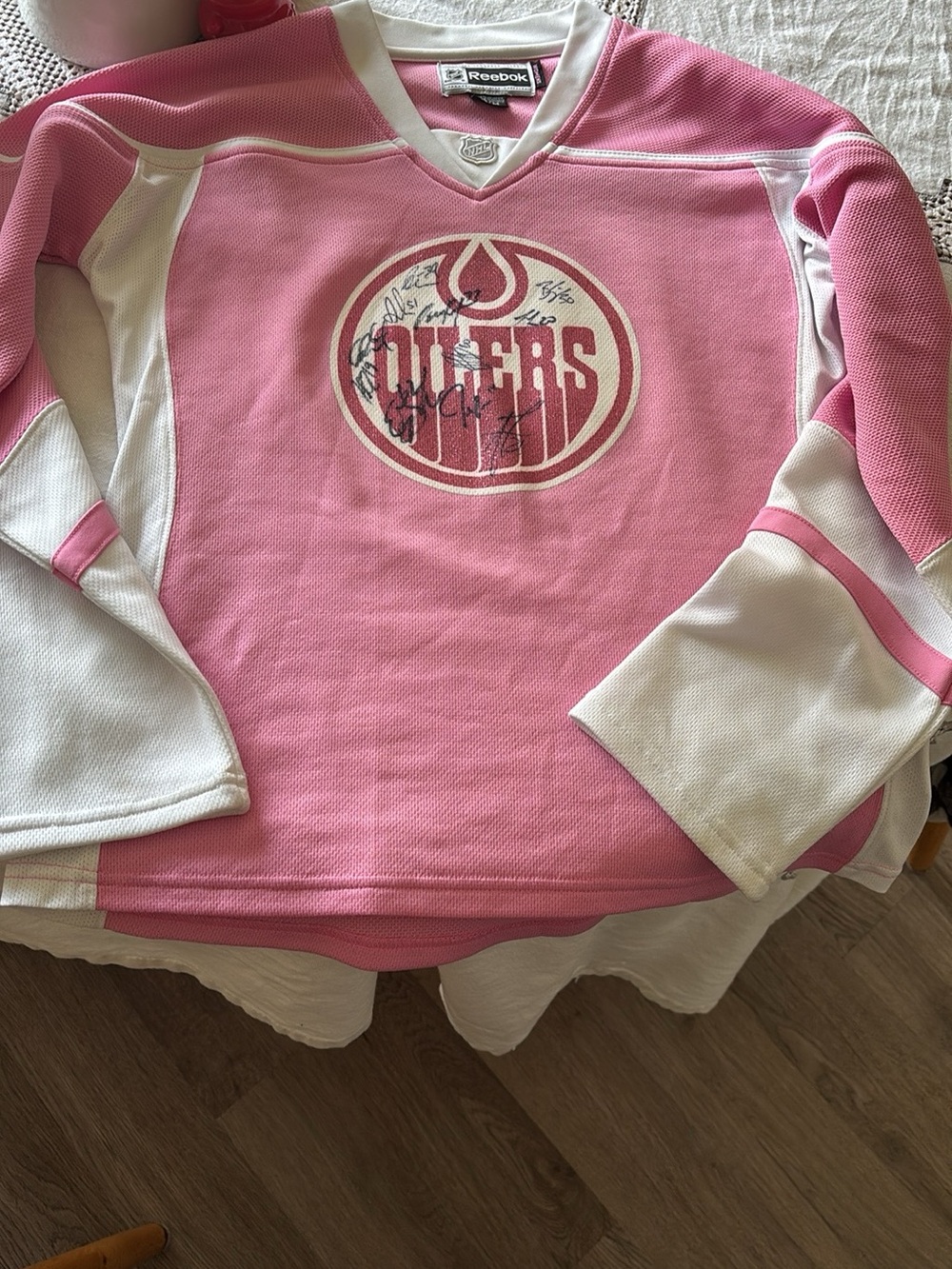 Reebok Pink Edmonton Oilers Autographed Hockey Jersey